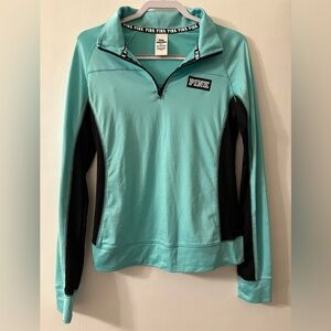 Victoria's Secret PINK Women's Blue and Black Quarter-Zip